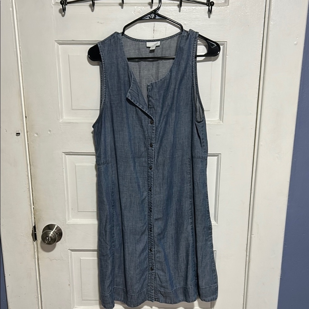 J.Jill Sleeveless Denim Button-Down Dress